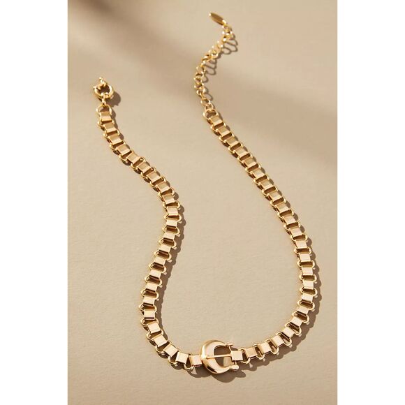 Anthropologie Jewelry - NWT 14k Gold Plated Western Buckle Necklace by Anthropologie